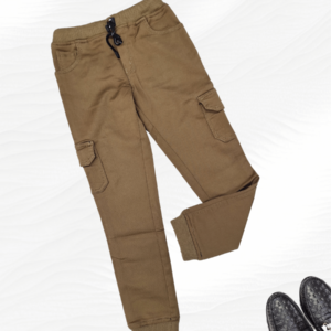 6 Pockets Cotton Trouser with Joggers pattern in Shade of Brown