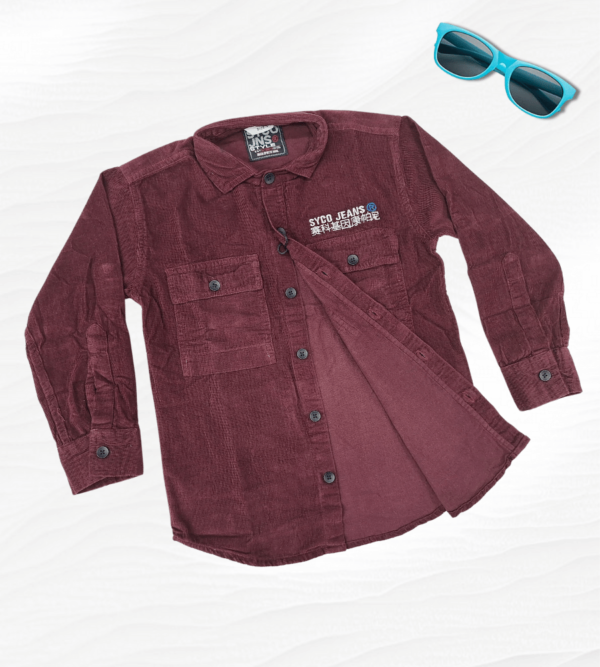 Cotton Corduroy full and shirt in shade of Wine