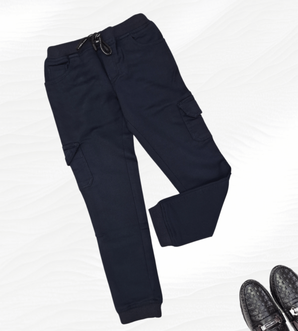 6 Pockets Cotton Trouser with Joggers pattern in Shade of Blue